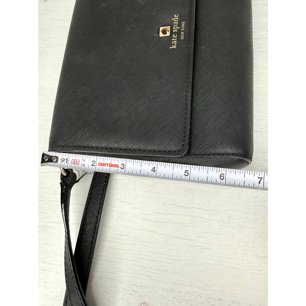 Kate Spade New York Black Saffiano Leather Flap Crossbody Shoulder Bag Purse - Picture 7 of 8